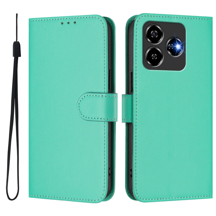 For ZTE Blade V60 Design Skin Feel Solid Color Leather Phone Case with Lanyard