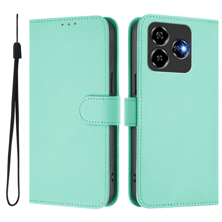 For ZTE Blade V60 Design Skin Feel Solid Color Leather Phone Case with Lanyard