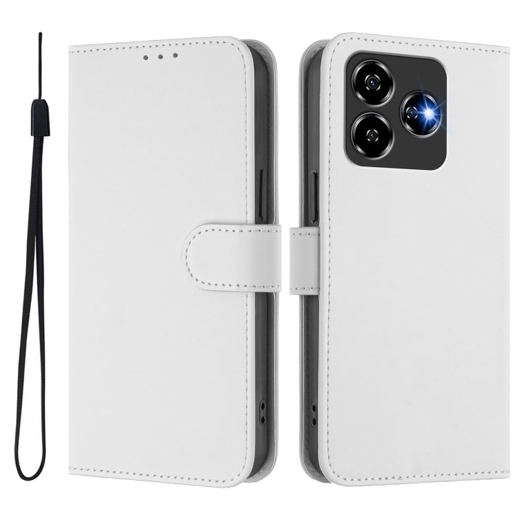 For ZTE Blade V60 Design Skin Feel Solid Color Leather Phone Case with Lanyard