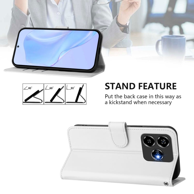 For ZTE Blade V60 Design Skin Feel Solid Color Leather Phone Case with Lanyard