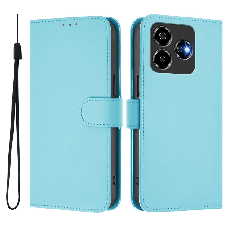 For ZTE Blade V60 Design Skin Feel Solid Color Leather Phone Case with Lanyard