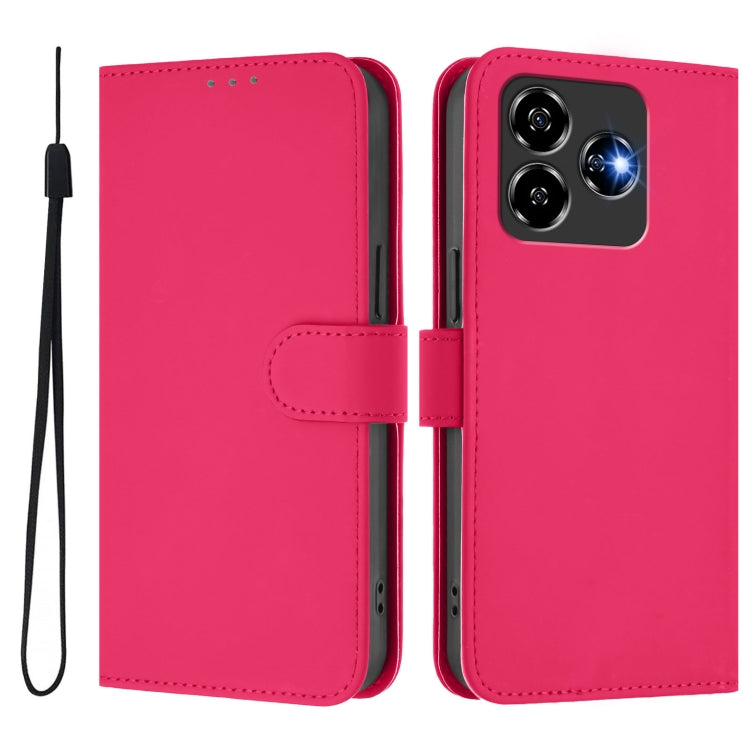 For ZTE Blade V60 Design Skin Feel Solid Color Leather Phone Case with Lanyard