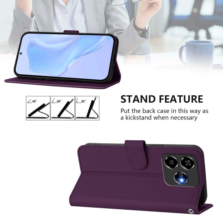 For ZTE Blade V60 Design Skin Feel Solid Color Leather Phone Case with Lanyard