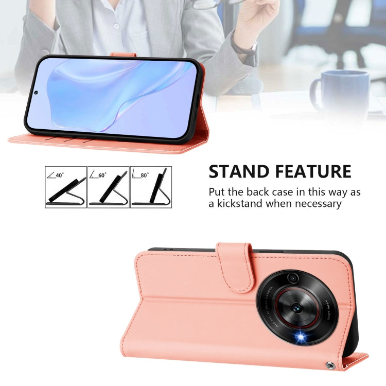For ZTE Blade A75 5G Skin Feel Solid Color Leather Phone Case with Lanyard