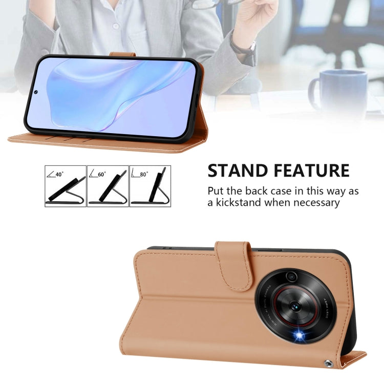 For ZTE Blade A75 5G Skin Feel Solid Color Leather Phone Case with Lanyard