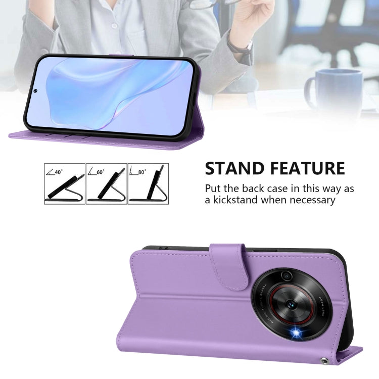 For ZTE Blade A75 5G Skin Feel Solid Color Leather Phone Case with Lanyard