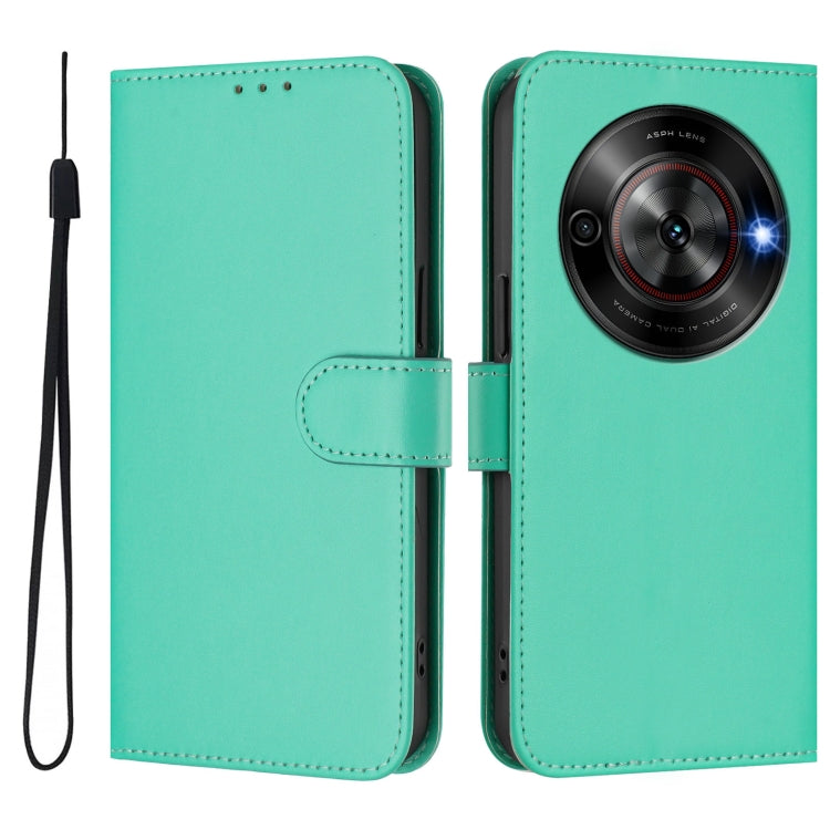 For ZTE Blade A75 5G Skin Feel Solid Color Leather Phone Case with Lanyard