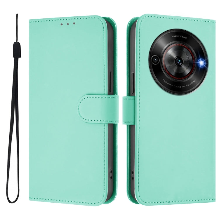 For ZTE Blade A75 5G Skin Feel Solid Color Leather Phone Case with Lanyard