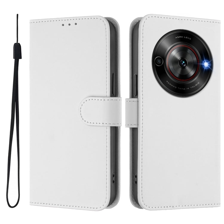 For ZTE Blade A75 5G Skin Feel Solid Color Leather Phone Case with Lanyard