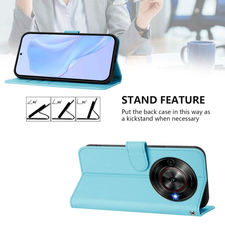 For ZTE Blade A75 5G Skin Feel Solid Color Leather Phone Case with Lanyard