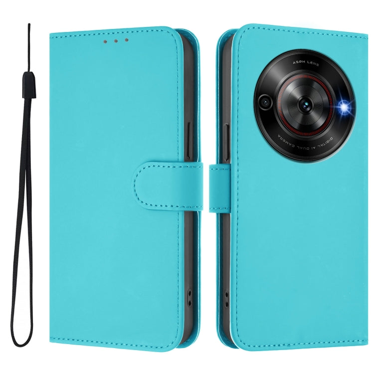 For ZTE Blade A75 5G Skin Feel Solid Color Leather Phone Case with Lanyard