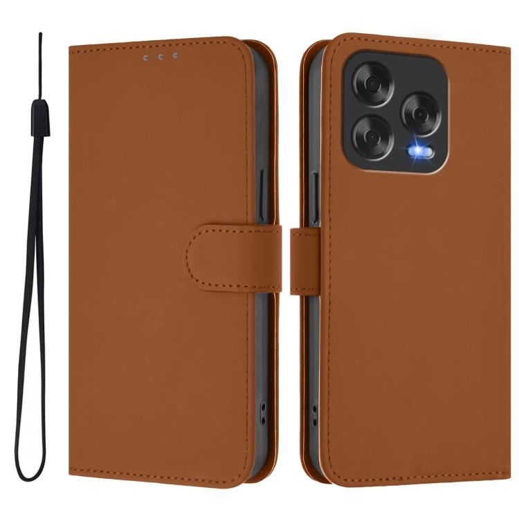 For ZTE Blade V70 Design Skin Feel Solid Color Leather Phone Case with Lanyard