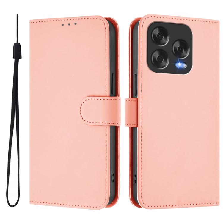 For ZTE Blade V70 Design Skin Feel Solid Color Leather Phone Case with Lanyard