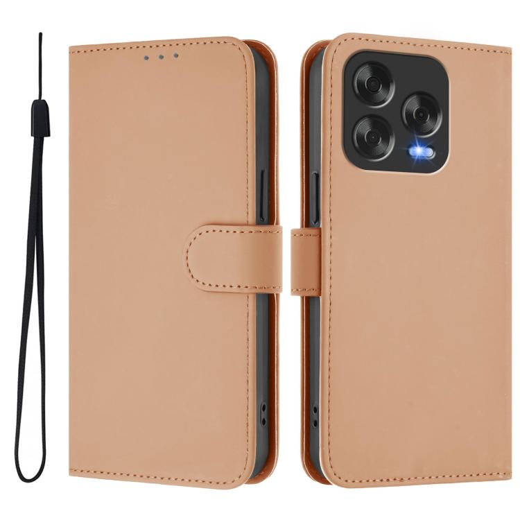 For ZTE Blade V70 Design Skin Feel Solid Color Leather Phone Case with Lanyard