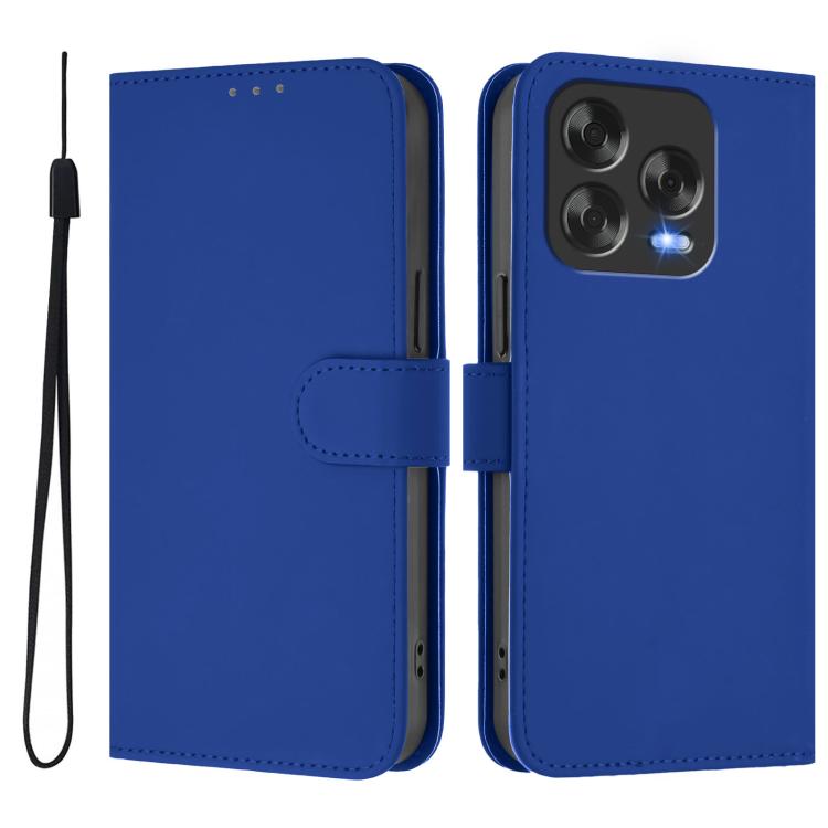 For ZTE Blade V70 Design Skin Feel Solid Color Leather Phone Case with Lanyard