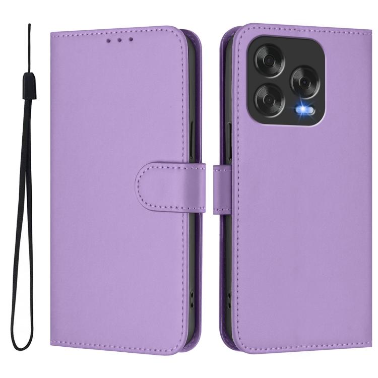 For ZTE Blade V70 Design Skin Feel Solid Color Leather Phone Case with Lanyard