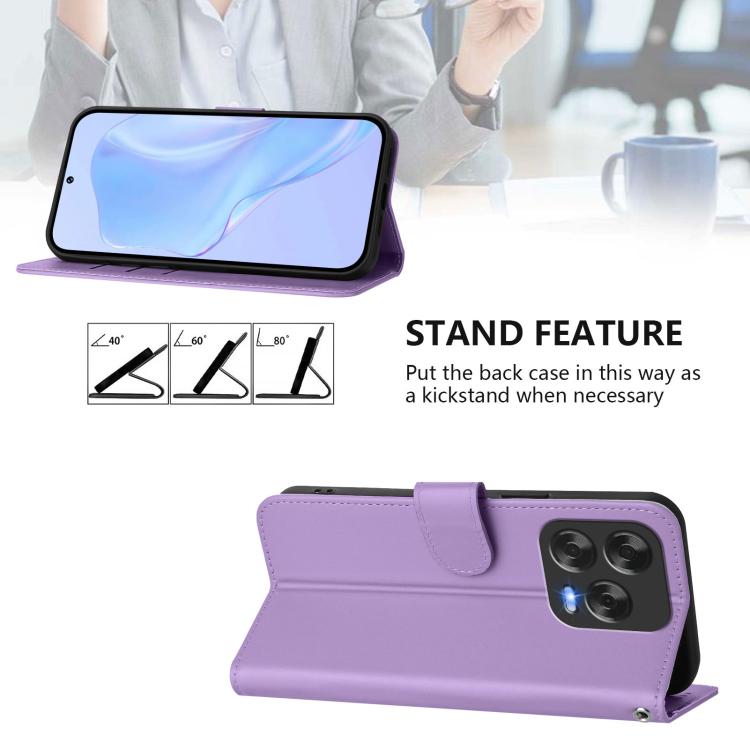 For ZTE Blade V70 Design Skin Feel Solid Color Leather Phone Case with Lanyard