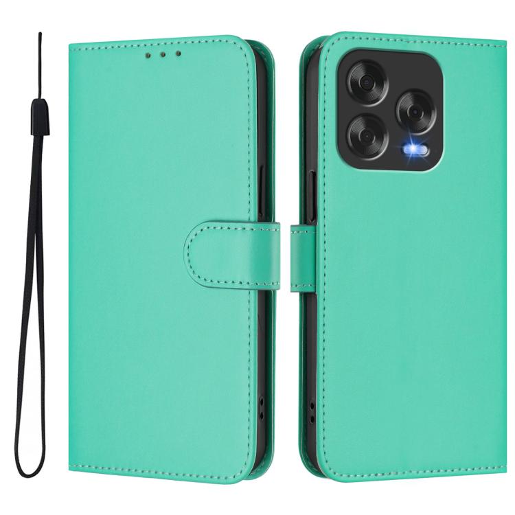 For ZTE Blade V70 Design Skin Feel Solid Color Leather Phone Case with Lanyard