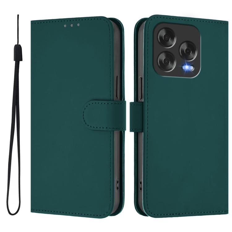 For ZTE Blade V70 Design Skin Feel Solid Color Leather Phone Case with Lanyard