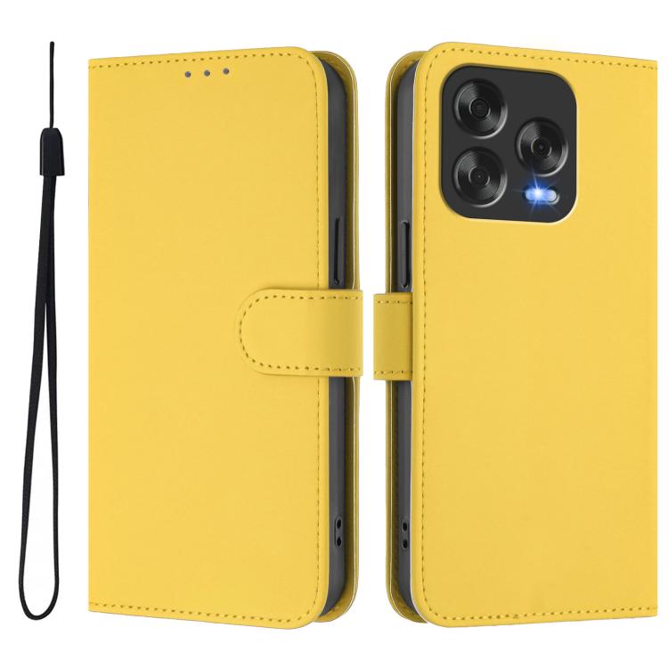 For ZTE Blade V70 Design Skin Feel Solid Color Leather Phone Case with Lanyard