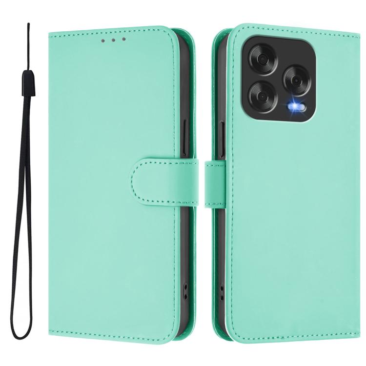 For ZTE Blade V70 Design Skin Feel Solid Color Leather Phone Case with Lanyard