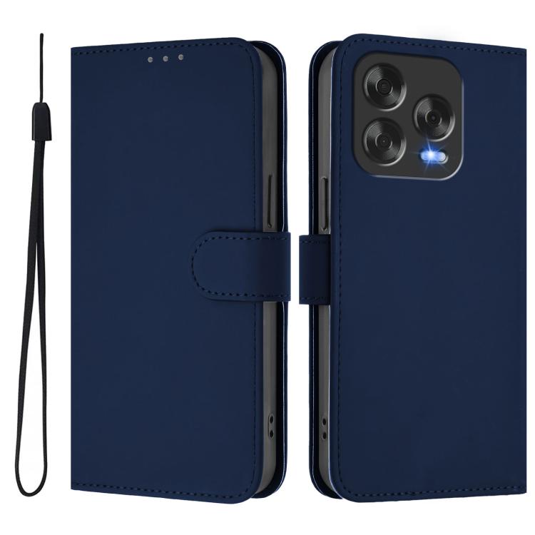 For ZTE Blade V70 Design Skin Feel Solid Color Leather Phone Case with Lanyard