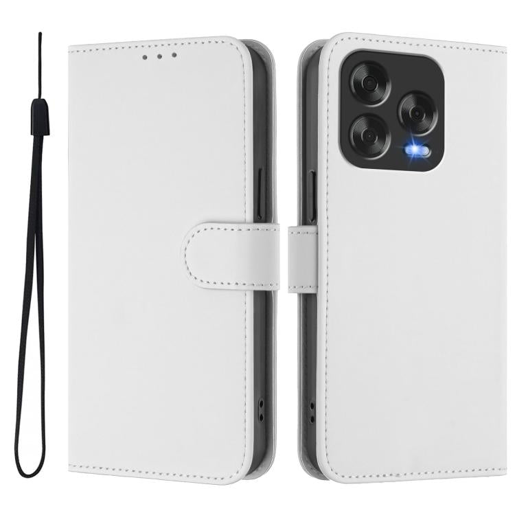 For ZTE Blade V70 Design Skin Feel Solid Color Leather Phone Case with Lanyard