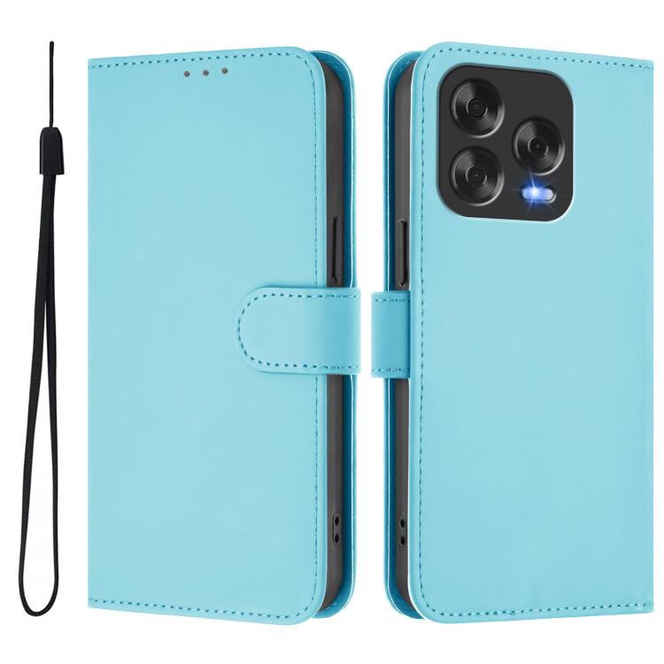 For ZTE Blade V70 Design Skin Feel Solid Color Leather Phone Case with Lanyard