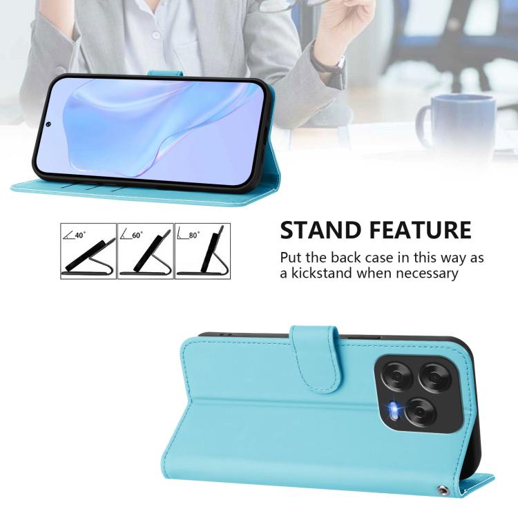 For ZTE Blade V70 Design Skin Feel Solid Color Leather Phone Case with Lanyard