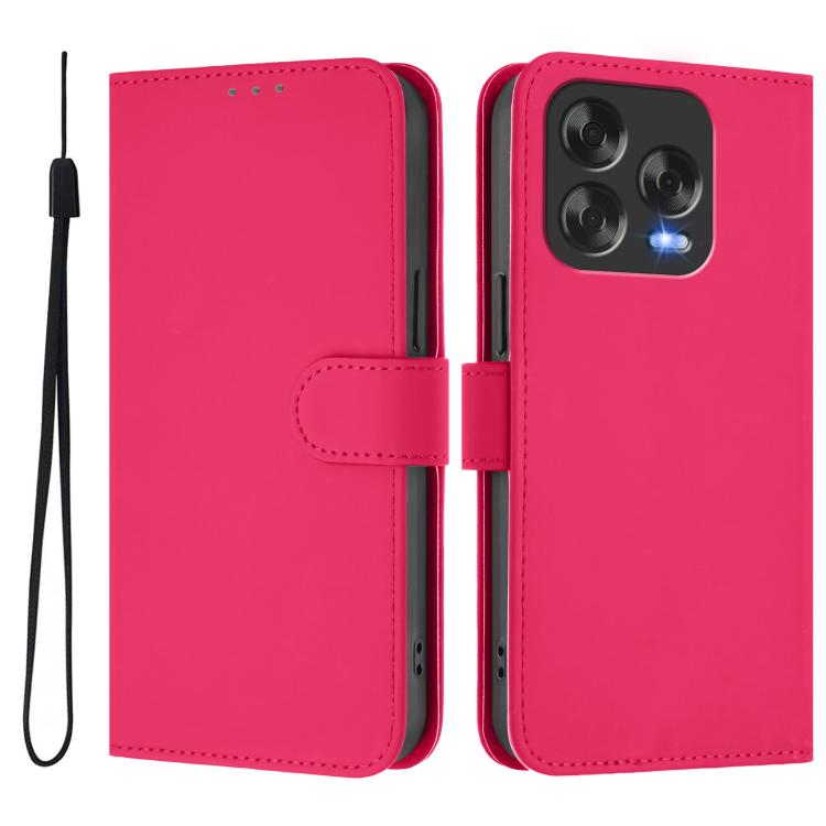 For ZTE Blade V70 Design Skin Feel Solid Color Leather Phone Case with Lanyard