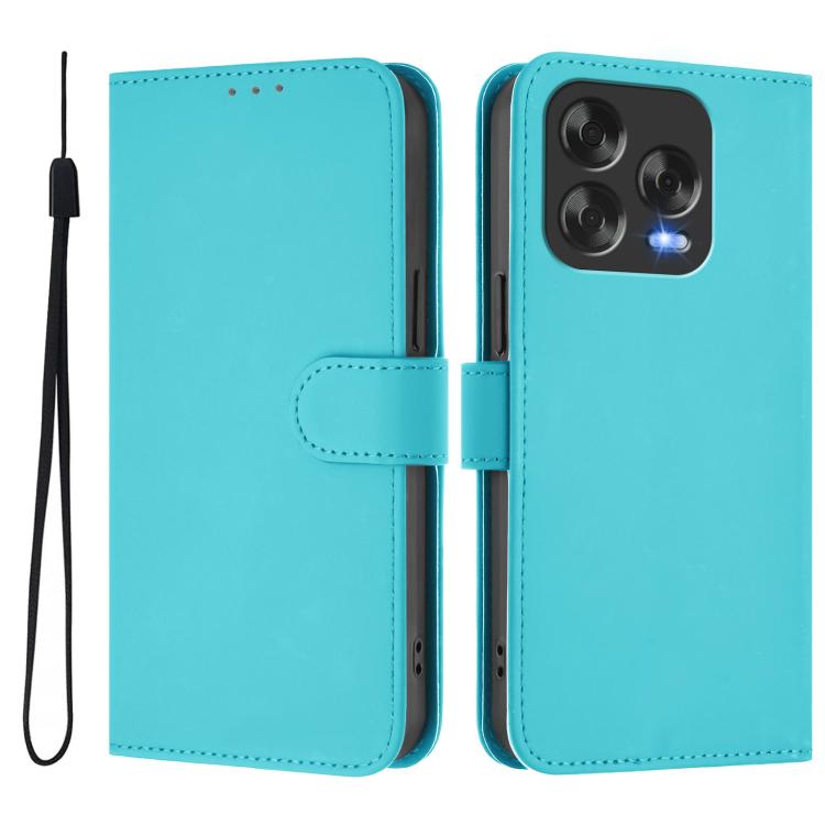 For ZTE Blade V70 Design Skin Feel Solid Color Leather Phone Case with Lanyard