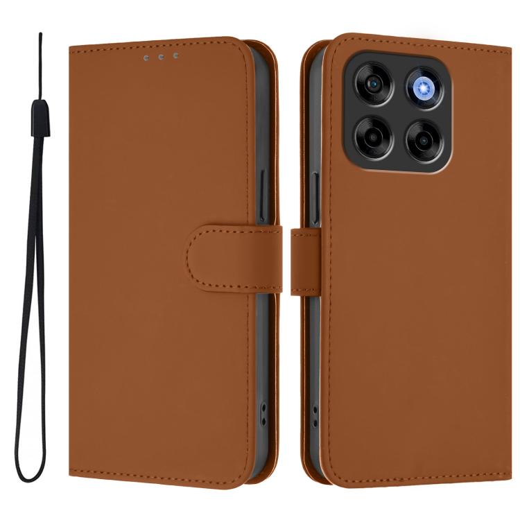 For ZTE Blade V70 Vita / V70 Design Skin Feel Solid Color Leather Phone Case with Lanyard