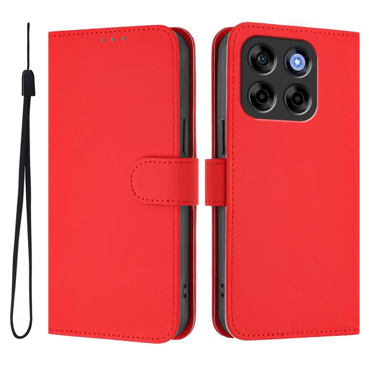 For ZTE Blade V70 Vita / V70 Design Skin Feel Solid Color Leather Phone Case with Lanyard
