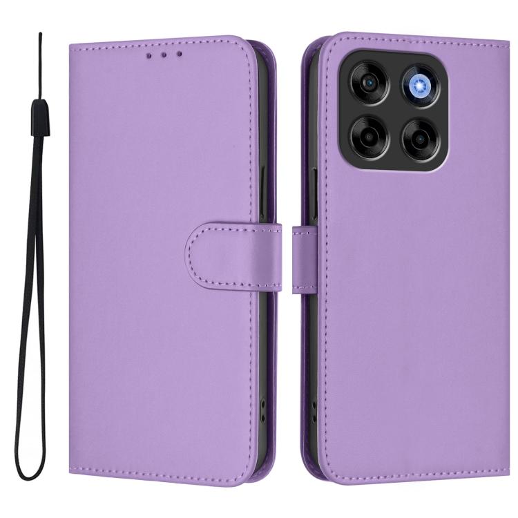 For ZTE Blade V70 Vita / V70 Design Skin Feel Solid Color Leather Phone Case with Lanyard
