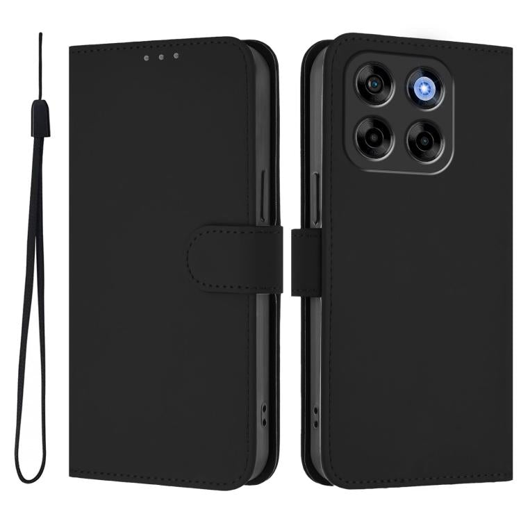 For ZTE Blade V70 Vita / V70 Design Skin Feel Solid Color Leather Phone Case with Lanyard