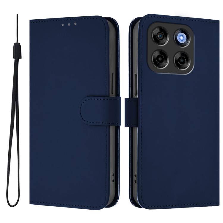 For ZTE Blade V70 Vita / V70 Design Skin Feel Solid Color Leather Phone Case with Lanyard