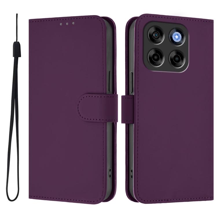 For ZTE Blade V70 Vita / V70 Design Skin Feel Solid Color Leather Phone Case with Lanyard