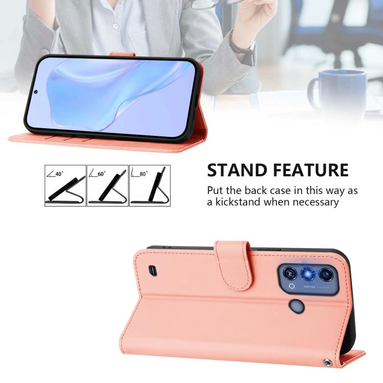 For ZTE Blade A53 Pro Skin Feel Solid Color Leather Phone Case with Lanyard