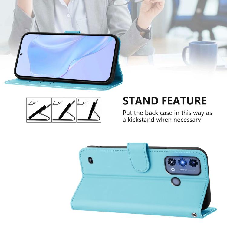 For ZTE Blade A53 Pro Skin Feel Solid Color Leather Phone Case with Lanyard