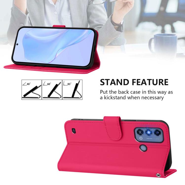For ZTE Blade A53 Pro Skin Feel Solid Color Leather Phone Case with Lanyard
