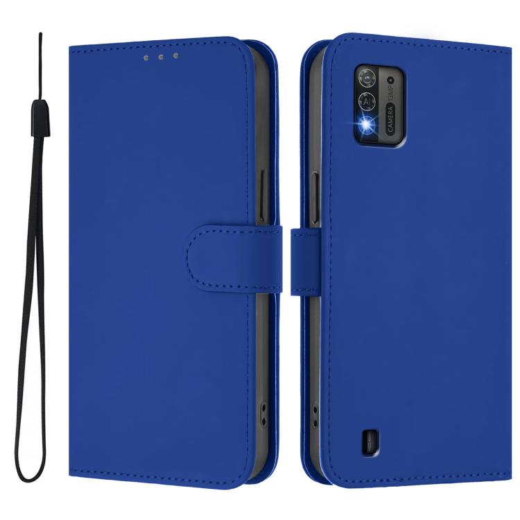For ZTE Blade A52 Lite Skin Feel Solid Color Leather Phone Case with Lanyard