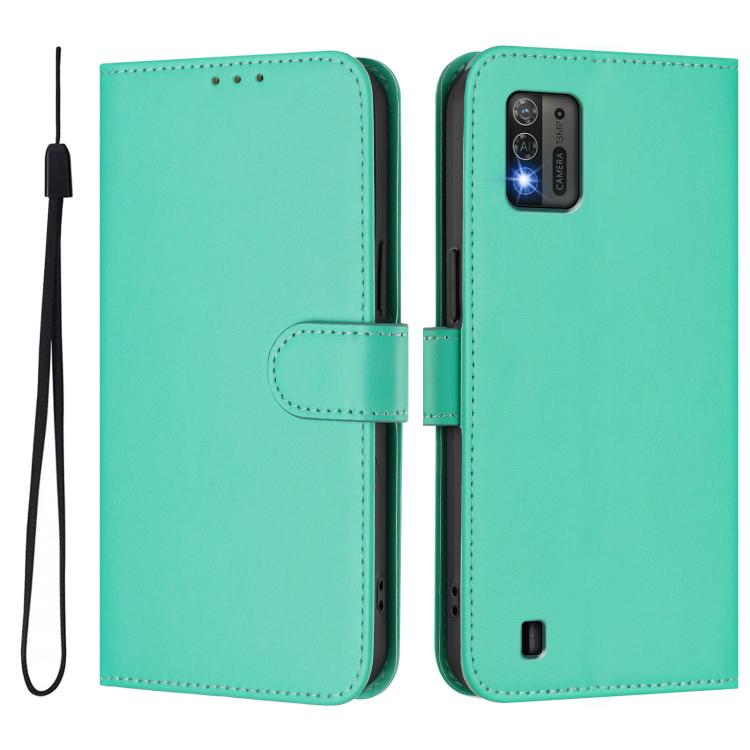 For ZTE Blade A52 Lite Skin Feel Solid Color Leather Phone Case with Lanyard