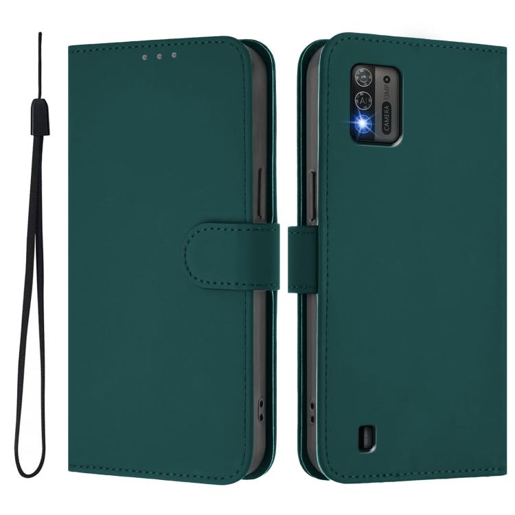 For ZTE Blade A52 Lite Skin Feel Solid Color Leather Phone Case with Lanyard