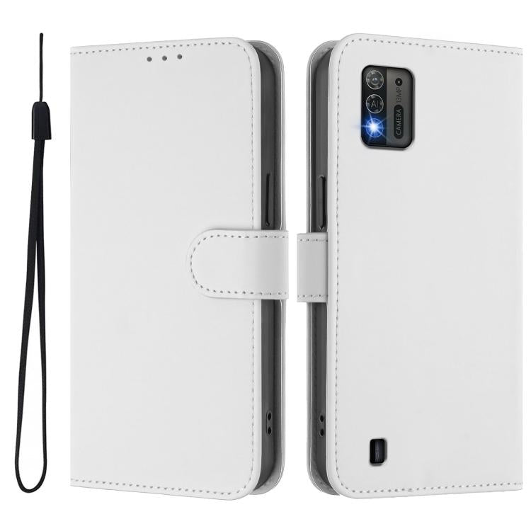 For ZTE Blade A52 Lite Skin Feel Solid Color Leather Phone Case with Lanyard