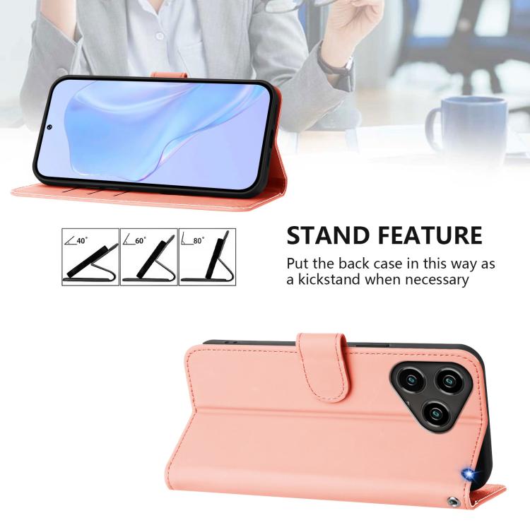 For ZTE Blade A76 4G Skin Feel Solid Color Leather Phone Case with Lanyard