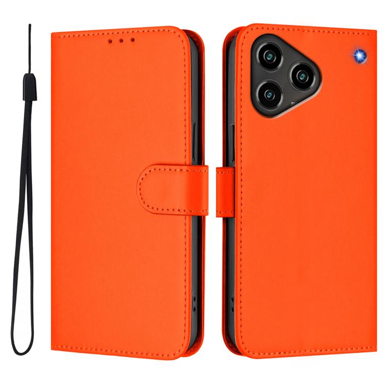 For ZTE Blade A76 4G Skin Feel Solid Color Leather Phone Case with Lanyard