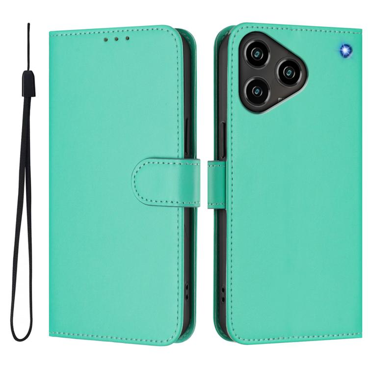 For ZTE Blade A76 4G Skin Feel Solid Color Leather Phone Case with Lanyard