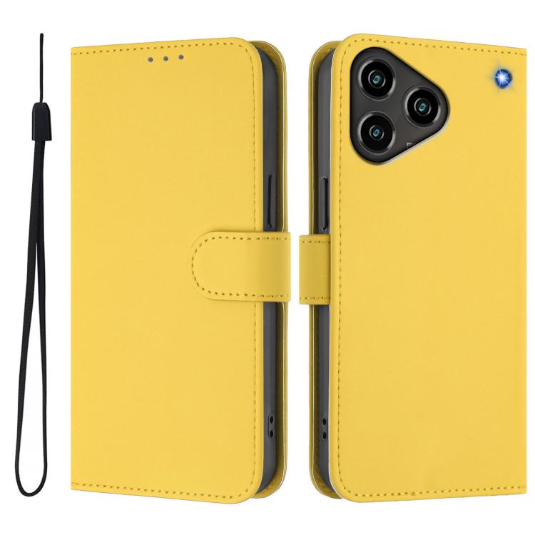 For ZTE Blade A76 4G Skin Feel Solid Color Leather Phone Case with Lanyard