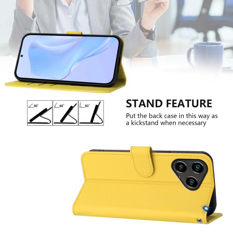 For ZTE Blade A76 4G Skin Feel Solid Color Leather Phone Case with Lanyard