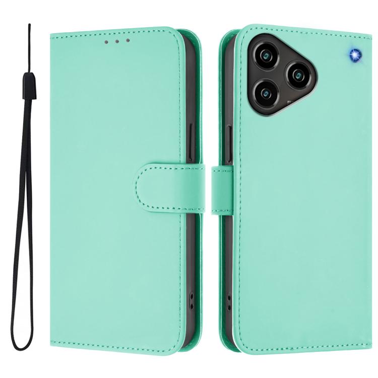 For ZTE Blade A76 4G Skin Feel Solid Color Leather Phone Case with Lanyard
